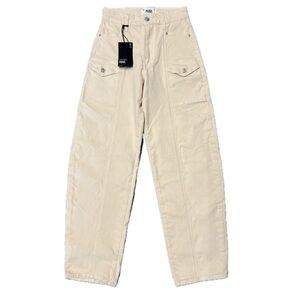 Paige Cream Barrel Leg High-Waisted Pants